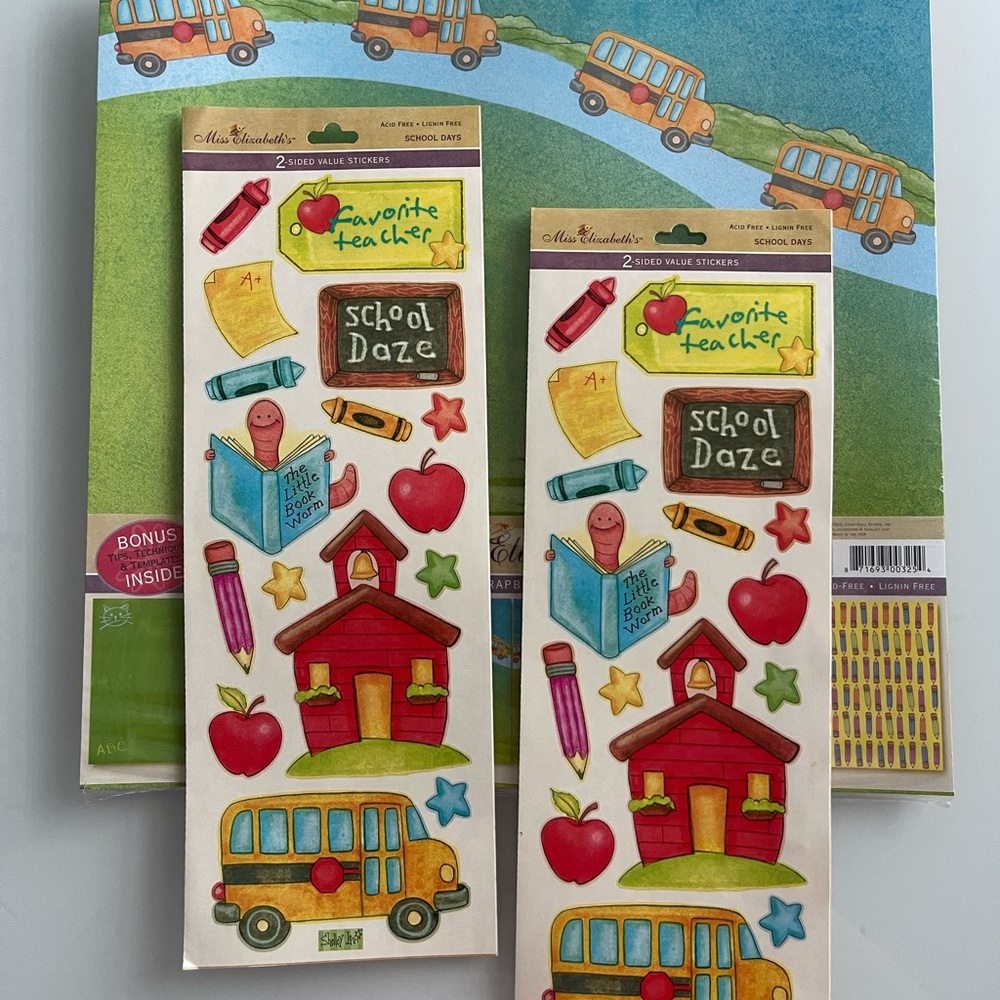 Miss Elizabeth's 6 Easy Page Scrapbook School Days 12 x 12 NEW & Stickers